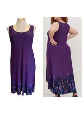Purple Sleeveless Dress with Artistic Hem